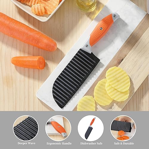 Miniatura 3 de VITUER - Cortador de arrugas para verduras, cuchillo de corte arrugado para papas fritas, verduras, papas, pepinos, zanahorias y frutas, cortador de
