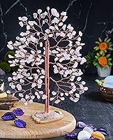 Vista 108 de Rose Quartz Gemstone Tree of LifeNatural Reiki Crystals Gemstone Chakra Tree for Positive Energy, Geode Agate Slice Base, Feng Shui Decor, Good