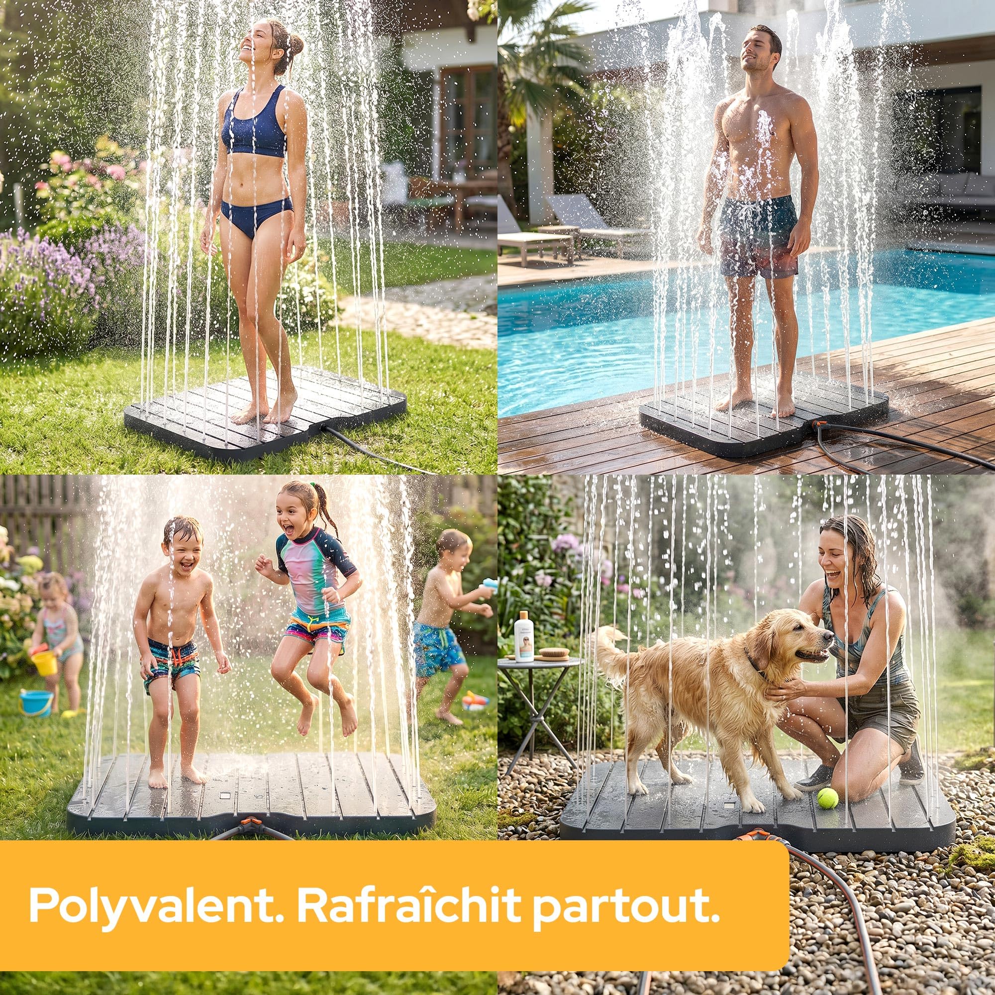AREBOS Douche de Jardin pour Piscine & Sauna | Douche Extérieure avec Commande au Pied | Raccordement Eau Chaude & Froide | Douche Antidérapante | Douche Camping jusqu'à 150 kg
