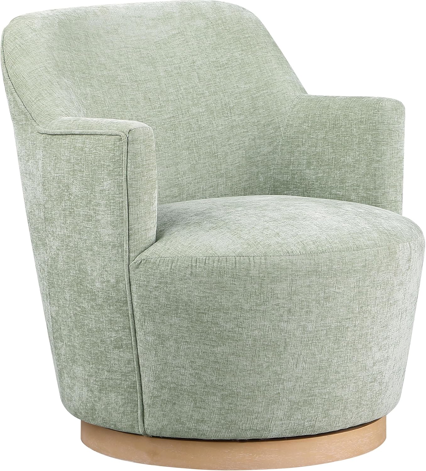 Meridian Furniture 449Mint Clarita Collection Modern | Contemporary Swivel Accent Chair with Soft Mint Chenille Fabric, Natural Wood Finish Base, 26.5" W x 30.5" D x 31" H, Mint - Image 8