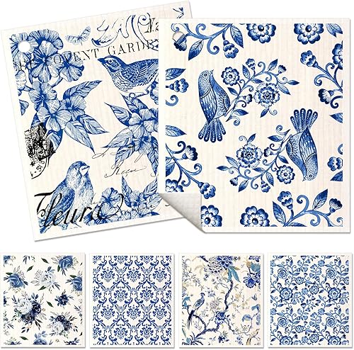 Paquete de 6 Paños de Cocina Suecos para Cocina - Paños de Cocina Reutilizables para Lavar Platos Absorbentes Lindos y Divertidos Toallas de Cocina