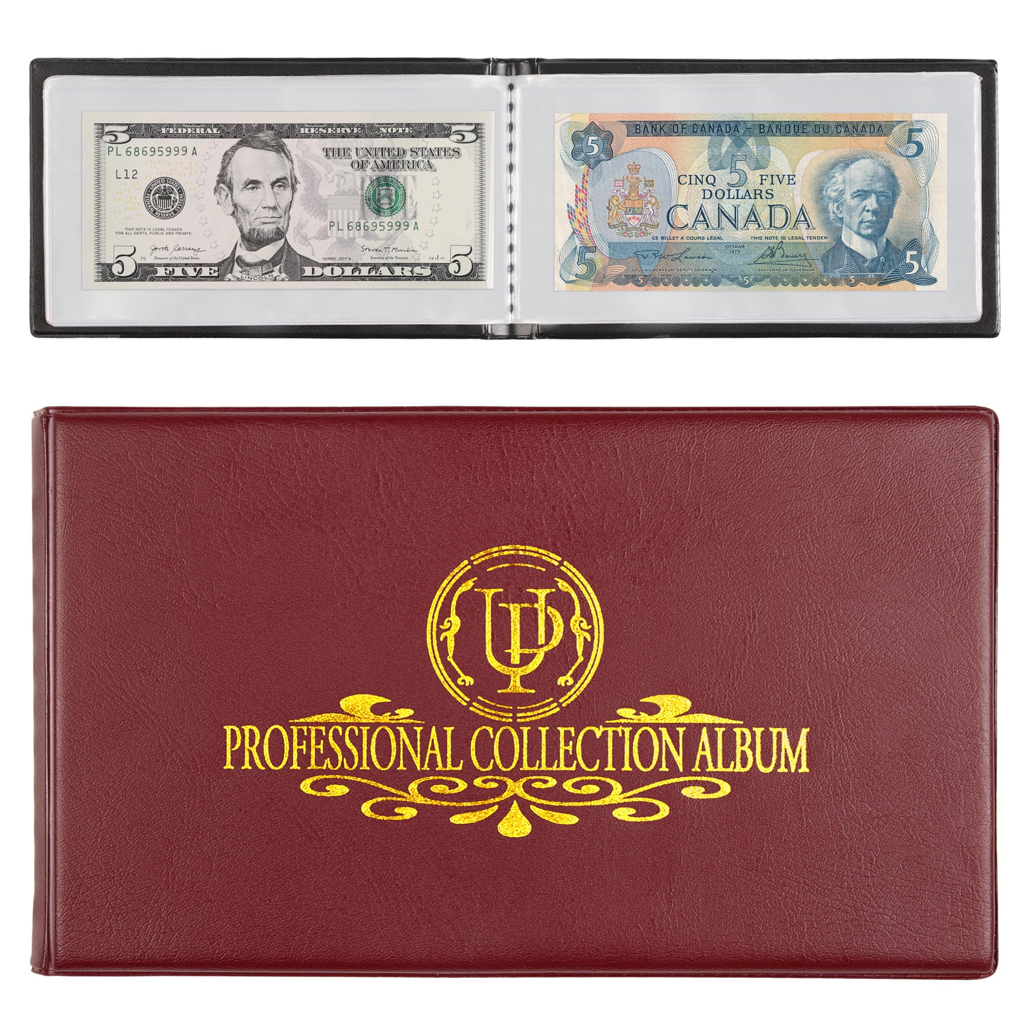 40 Pockets Banknote Collecting Album - 20 Sheets Clear Currency Dollar Bill Holders Paper Money Storage Book Collection Supplies Double-Sided Pages AN04RE