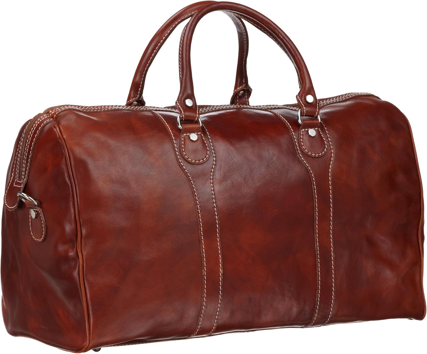 Milano Italian Leather Trolley Rolling Duffle Bag Suitcase