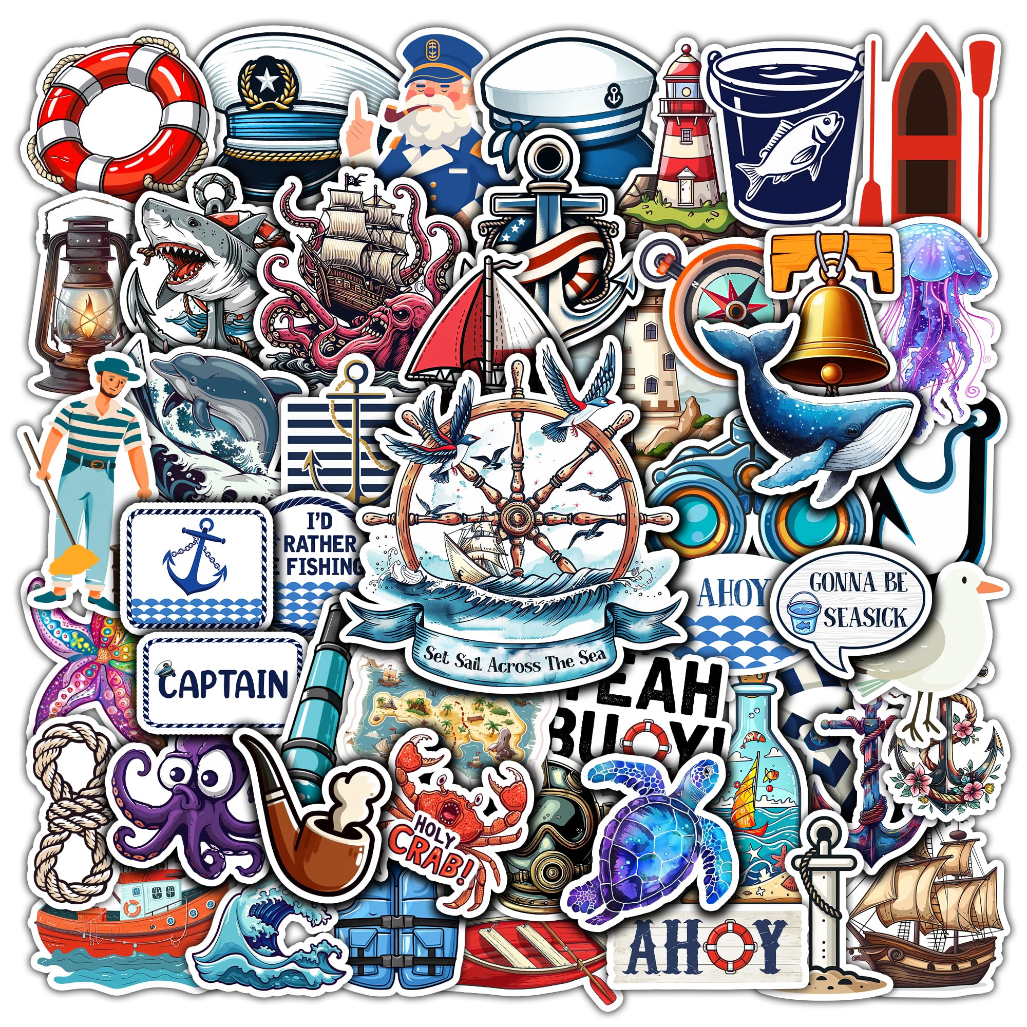 Waterproof Vinyl Decals Anchor Lighthouse Sailboat Designs 100pcs ...