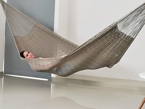 Miniatura 9 de Hamaca tradicional maya, hamaca hecha con hilo de algodón grueso (gris, S)