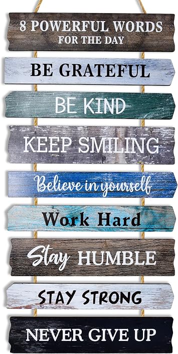 Inspirational Wall Art Decor for Office, Wooden Rustic Hanging Motivational Decoration Sign, Inspiring Positive Quotes for Home Living Room Bedroom Bathroom Classroom Gym 10"x24"