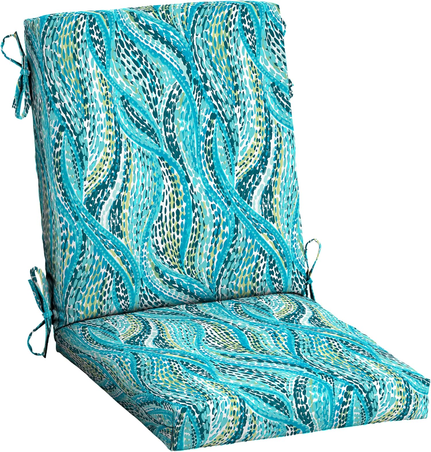 Arden Patio Dining Outdoor Chair Cushions, 20x44, Rain-Proof Seat Pad, Fade-Resistant Outdoor Cushion Teal Ariel