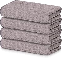 Vista 40 de Homaxy Toallas de cocina de microfibra con tejido de gofre, 16 x 28 pulgadas, ultra absorbentes y de color sólido, paquete de 4, gris