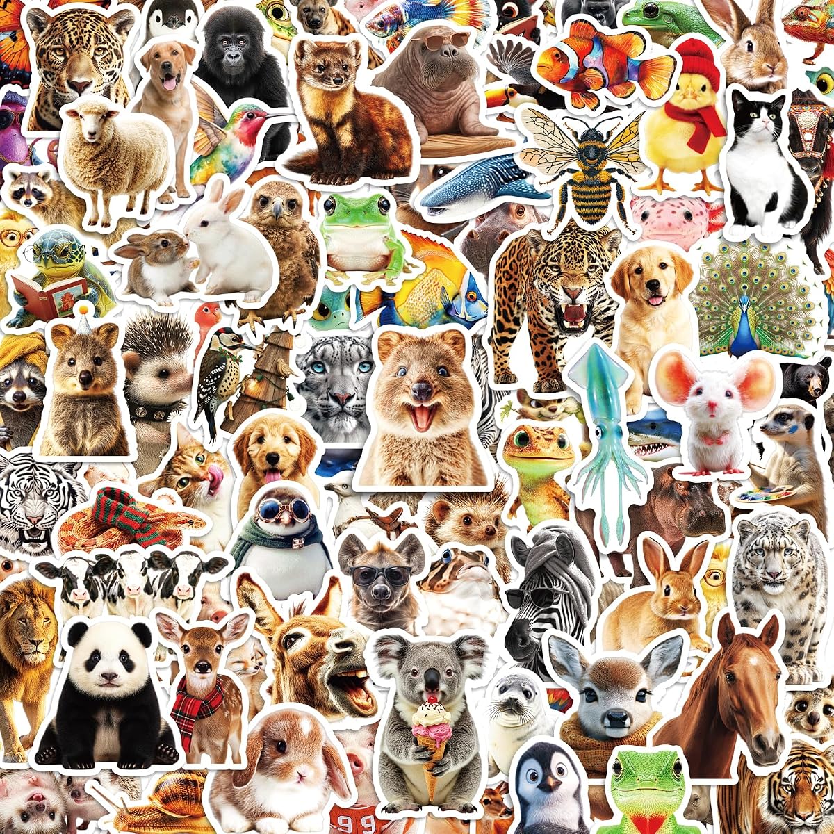 300PCS Cute Animal Stickers for Kids, Waterproof Vinyl Water Bottles Stickers for Kids, Teens, Fun Stickers for Kids Laptop, Kindle, Classroom, Phone Case, Luggage