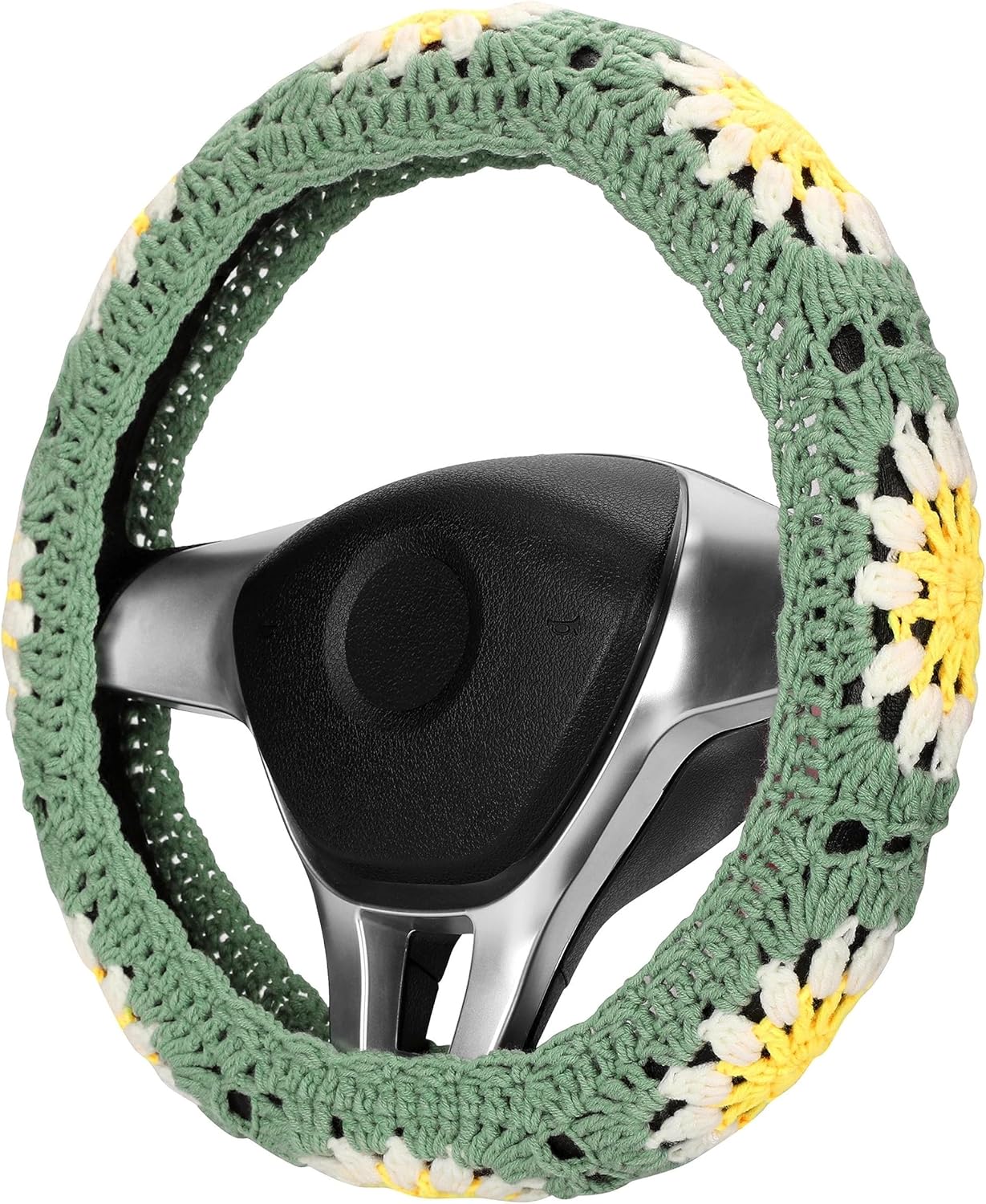 Crochet Steering Wheel Cover Set,Cute Steering Wheel Cover