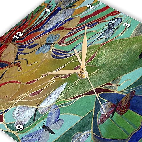 Miniatura 3 de 3dRose DPP_46759_1 Reloj de pared femenino con diseño de sirena y mariposas, indómito, Art Nouveau, 10.0 in x 10.0 in