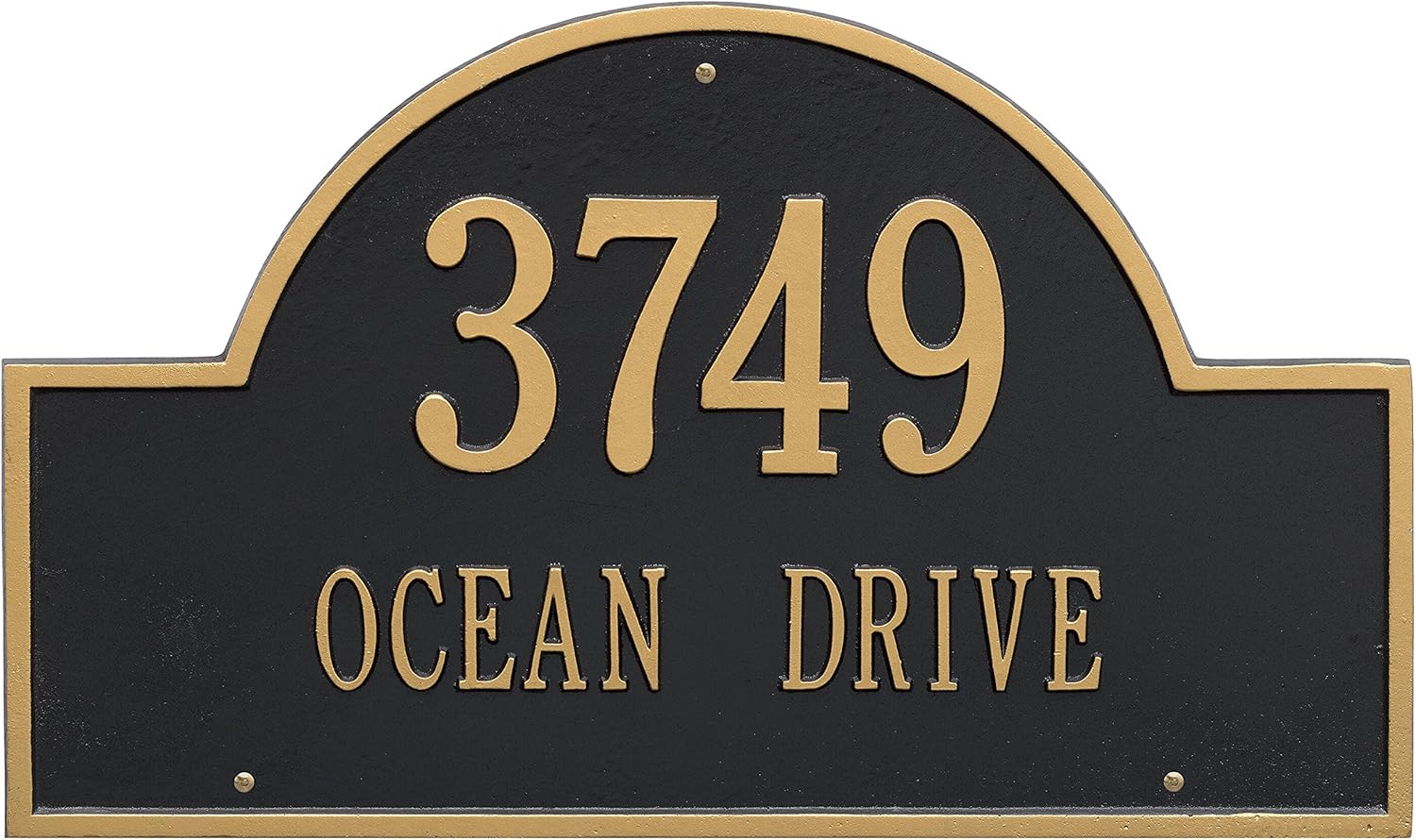 Comfort House Personalized Cast Metal Address Plaque - House Number, Standard Size, Lawn Yard Stake Mount # J0343L1