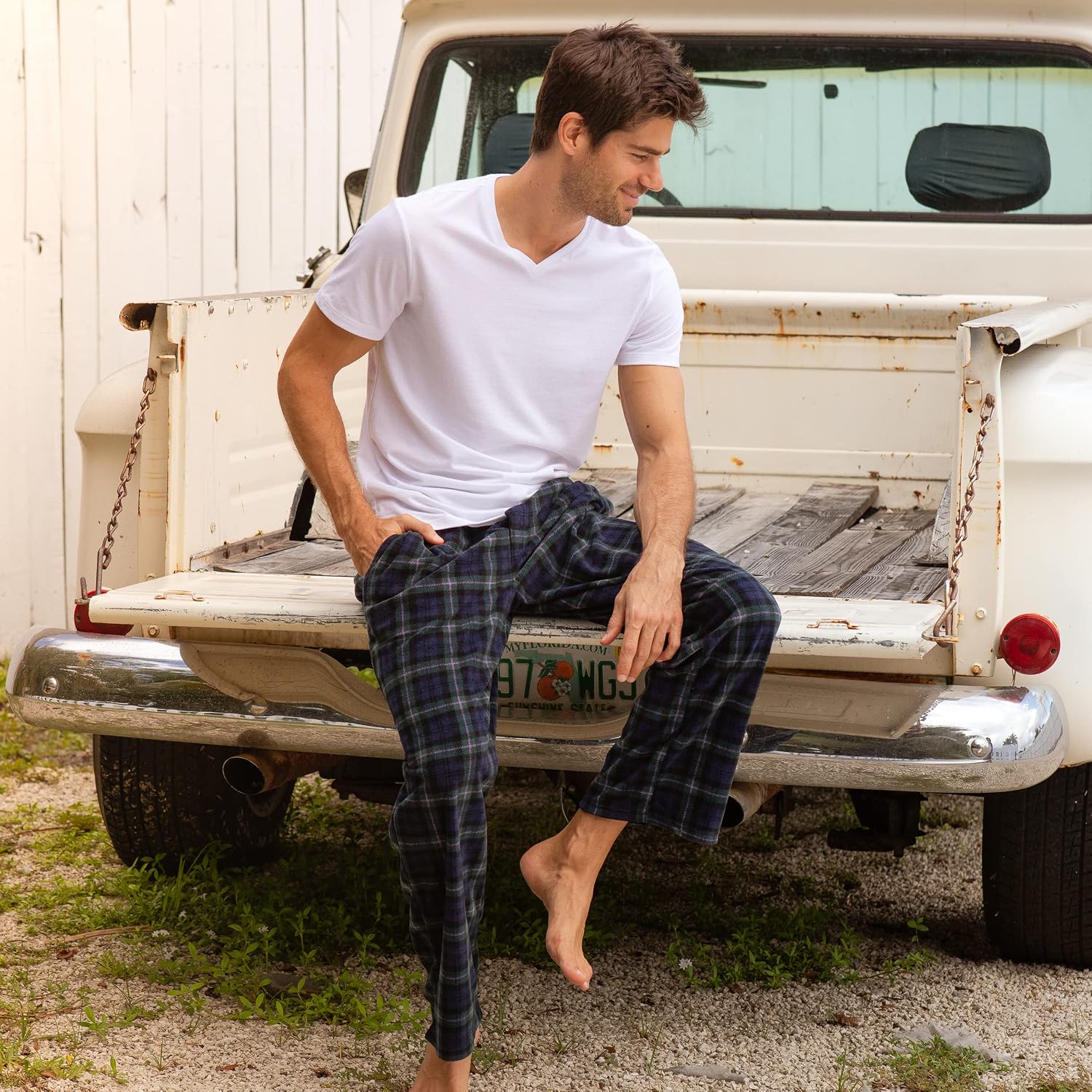 Alexander Del Rossa Men's 2-Pack Flannel Plaids Fleece Pajama Pants, Soft Plush Lounge PJ Bottoms for