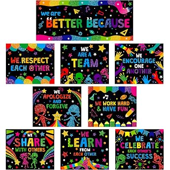 10 Pieces Classroom Posters Colorful Bulletin Board Decoration Motivational Poster We Are Better Posters Banner for School and Classroom Nursery Preschool Primary School Middle School 30 x 25 cm