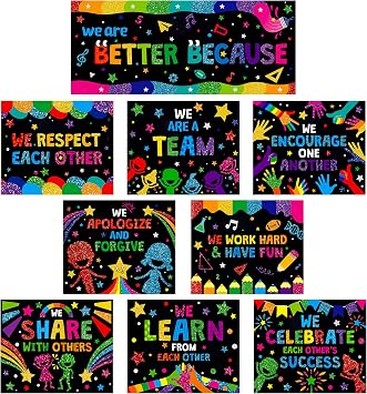 10 PCS Classroom Poster, Colorful Bulletin Board Decoration Motivational Posters We Are Better Poster Banner for School & Classroom Kindergarten Preschool Primary Middle High School 12 x 10