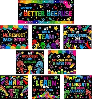 10 PCS Classroom Poster, Colorful Bulletin Board Decoration Motivational Posters We are Better Poster Banner for School & Classroom Kindergarten Preschool Primary Middle High School (12” x 10”)