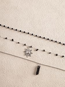 Amazon.com: Sacina Gothic Layered Black Crystal Sun Necklace, Boho