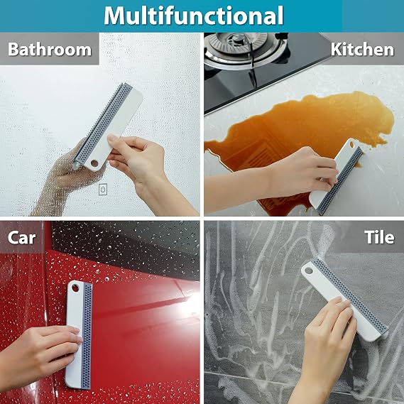 2x Window Squeegees, Shower Squeegee, Silicone Squeegee for Mirrors, Windows, Glass, and Surfaces in the Kitchen, Bathroom, Car | Handy Scraper for Films, No Scratches | Silicone Wiper Set