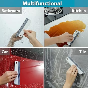 2x Window Squeegees, Shower Squeegee, Silicone Squeegee for Mirrors, Windows, Glass, and Surfaces in the Kitchen, Bathroom, Car | Handy Scraper for Films, No Scratches | Silicone Wiper Set
