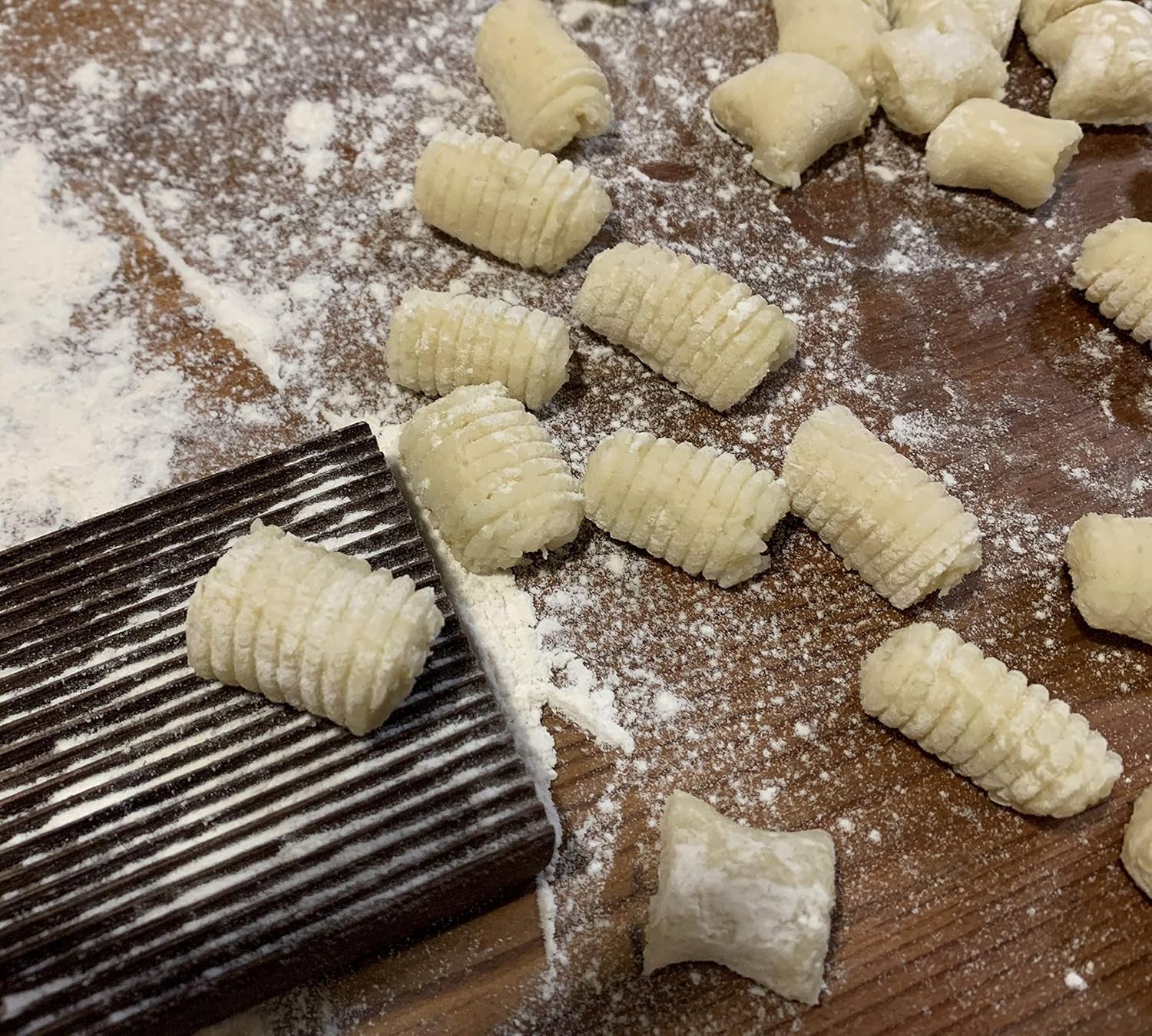 Gnocchi Board - Hand Crafted in USA of American Grown Walnut - Solid Wood Gnocchi Paddle with Garganelli Stick - Cavatelli Pasta Maker - Pasta Board Gnocchi Roller by Crafted Home Goods