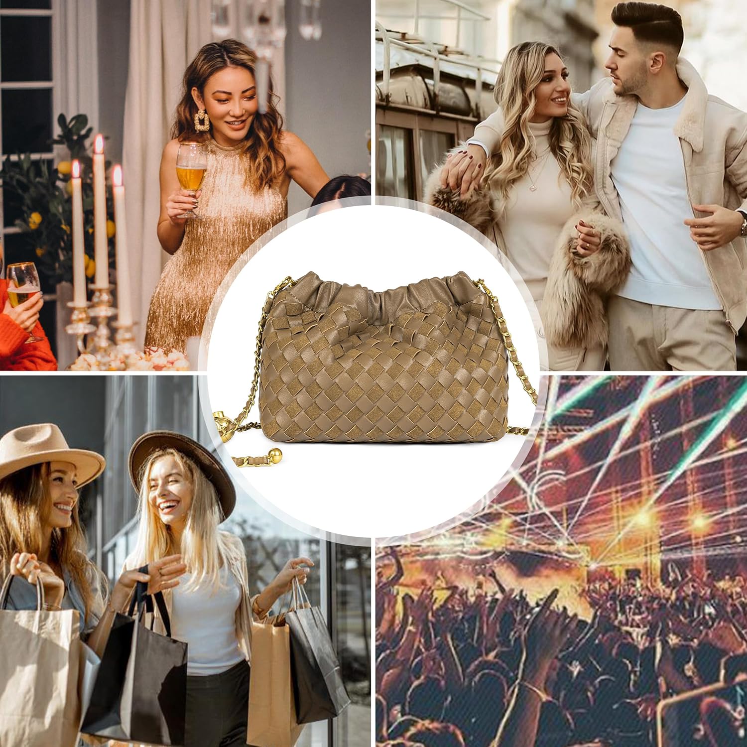 Joryin Woven Women's Crossbody Bag & Evening Purse, Trendy Dumpling Clutch & Hobo Cloud Shoulder Bag Trendy Dumpling Clutch - Image 7