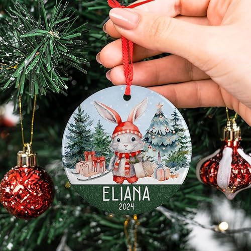 Miniatura 9 de Adornos de Navidad personalizados para niños, con 9 temas opcionales, nombre y fecha del año, adorno colgante de Navidad personalizado para niños,