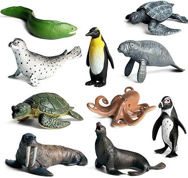 10Pcs Sea Animal Action Figures Toy for Kids, Great for Kids Stocking Stuffer, Bath Toys, Beach Toys, Cake Topper and Party Favors, Gifts, Prizes, Rewards