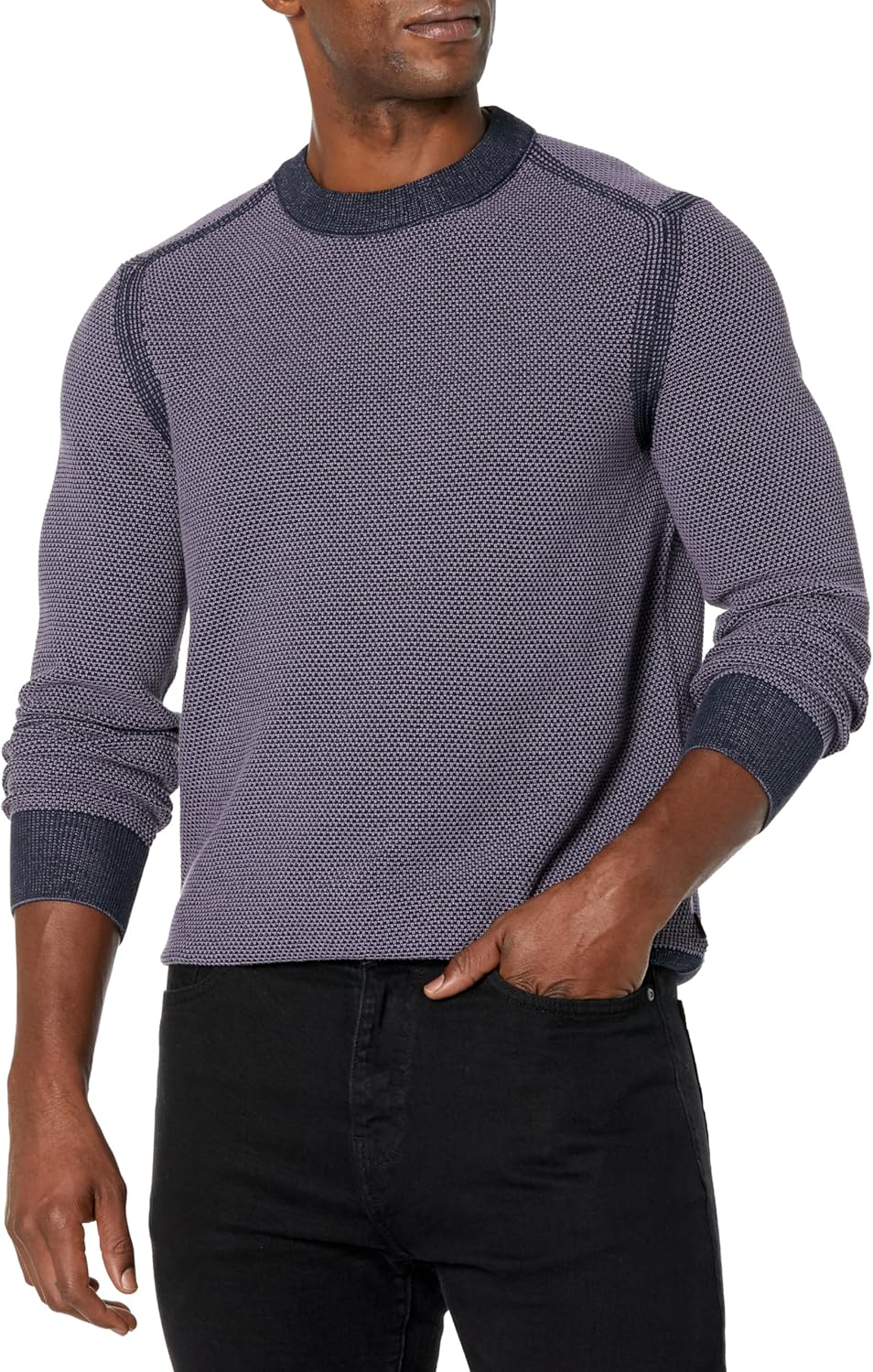 BOSS Men's Two Tone Cotton Mix Knit Sweater