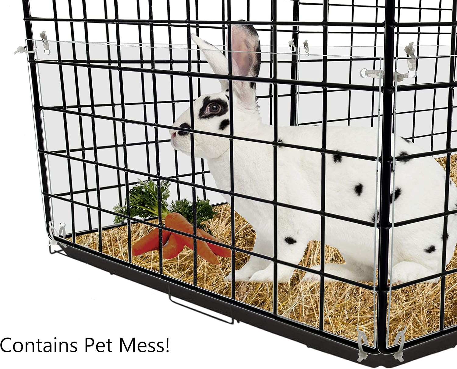 Pet Cage Liner 14" x 4.5" with Holes Zip Ties Urine Guard Pack of 8 Flexible Clear Sheet Rabbit Guinea Pig Side Lining Habitat Siding No Mess Protection Cage Edge Liners By Marketing Holders