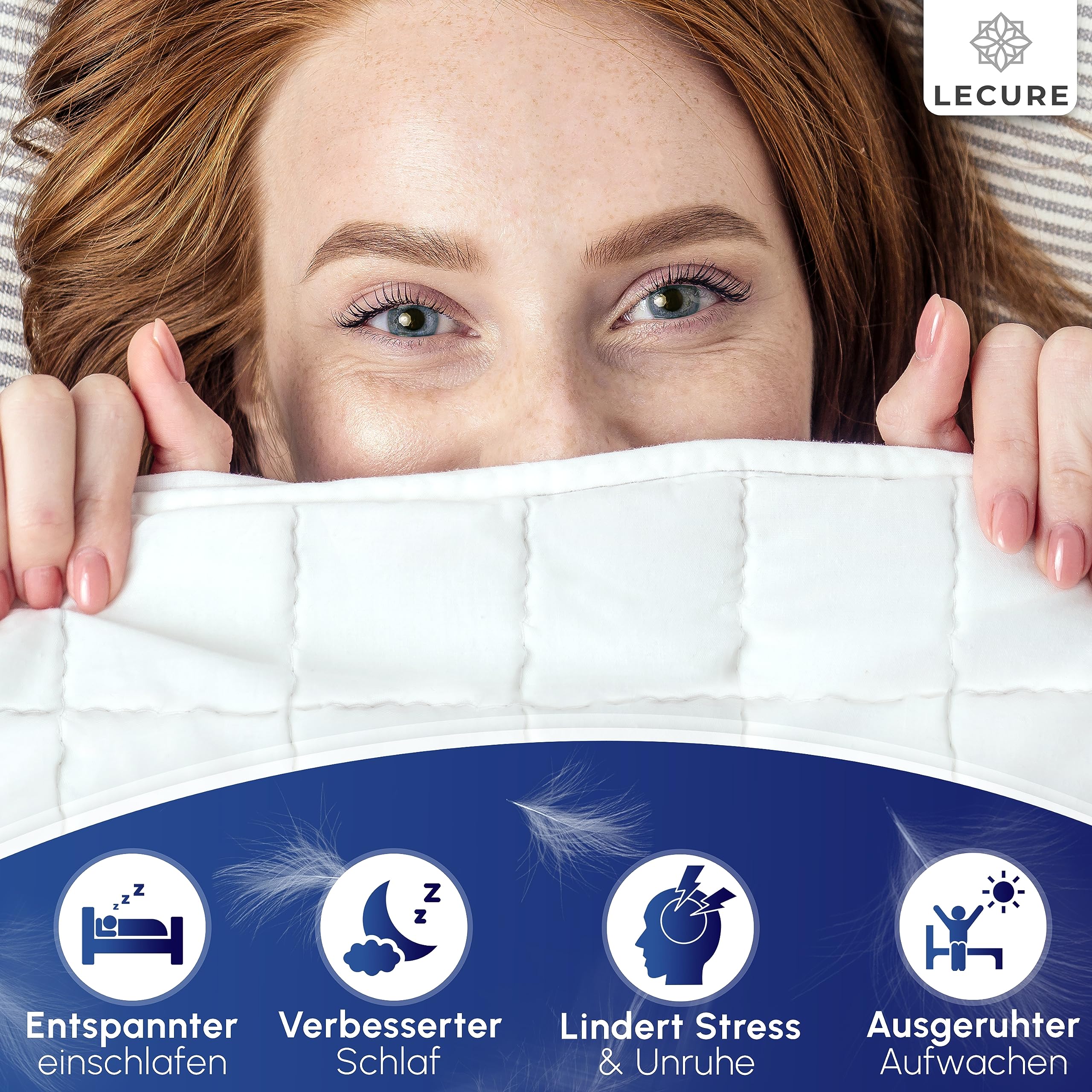 Gewichtsdecke 135x200cm 6kg [Inkl. Aufbewahrungstasche] - Therapiedecke aus 100% Baumwolle für Erwachsene - Schwere Decke für einen besseren Schlaf - Weighted Blanket