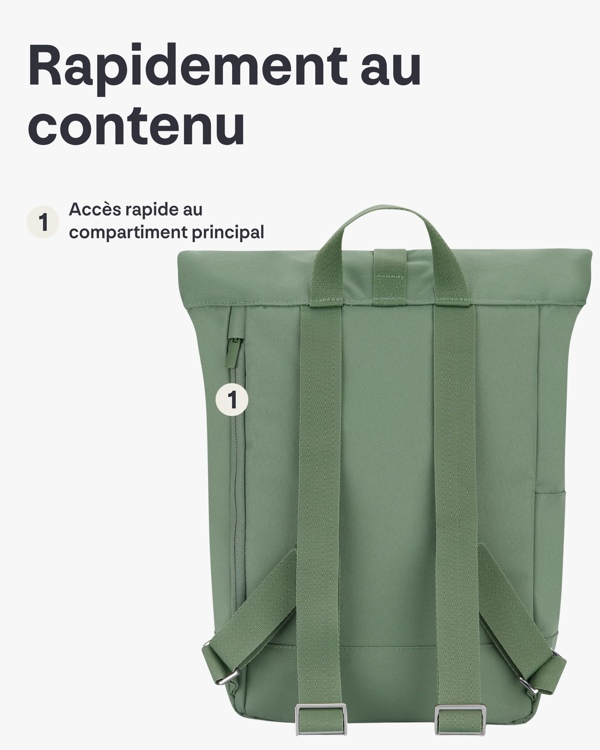 Johnny Urban Sac à dos Femme & Homme Vert - Robin Small - Mini Sac de Jour Décontracté pour Voyage, Travail et Bureau - Compartiment Ordinateur Portable 12" - Déperlant
