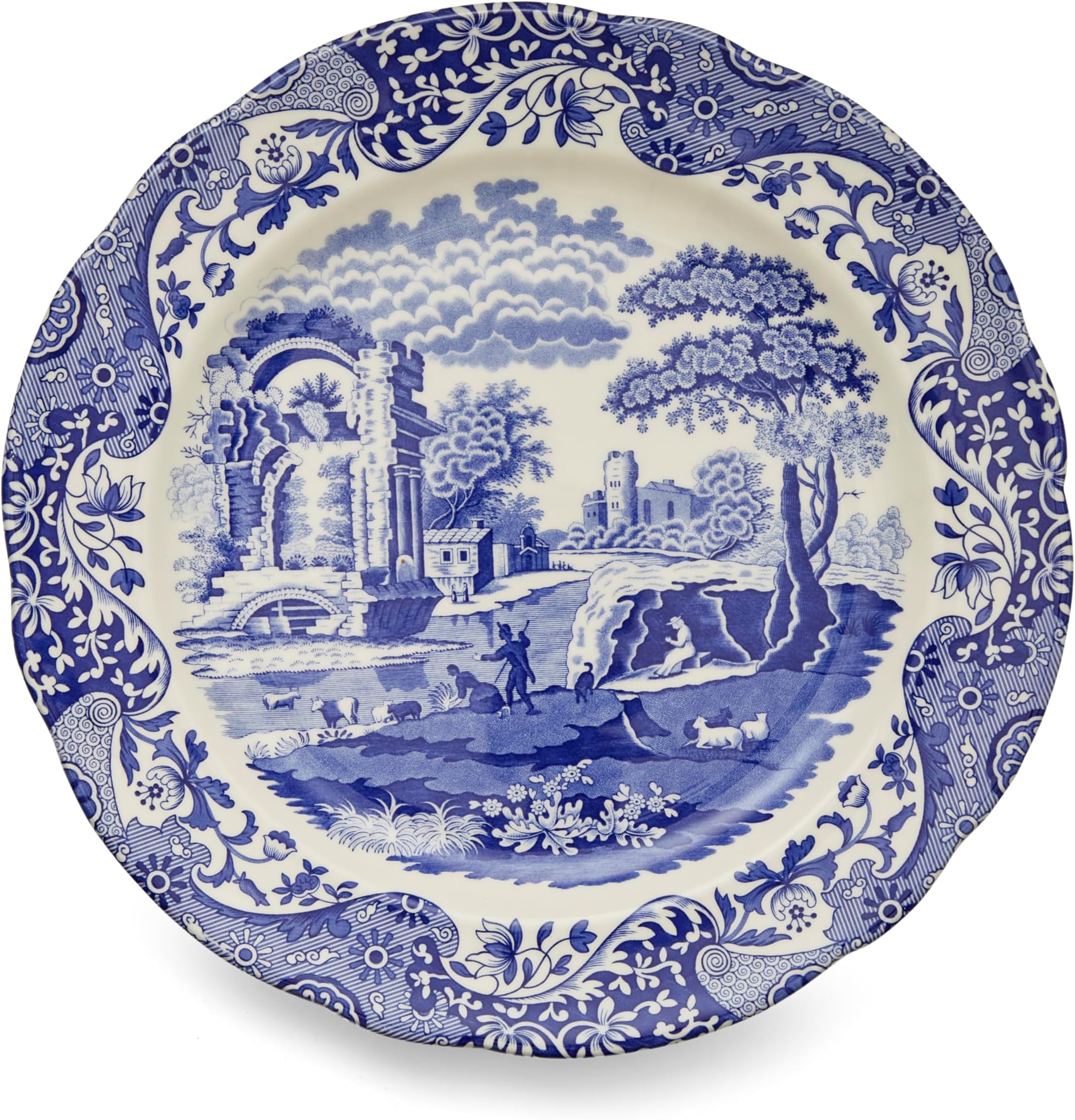 Blue Italian Charger Plate | 12 Inch Large Charger Plate for Dinner Plates, Wedding Décor | Made in England from Fine Porcelain | Dishwasher and Microwave Safe