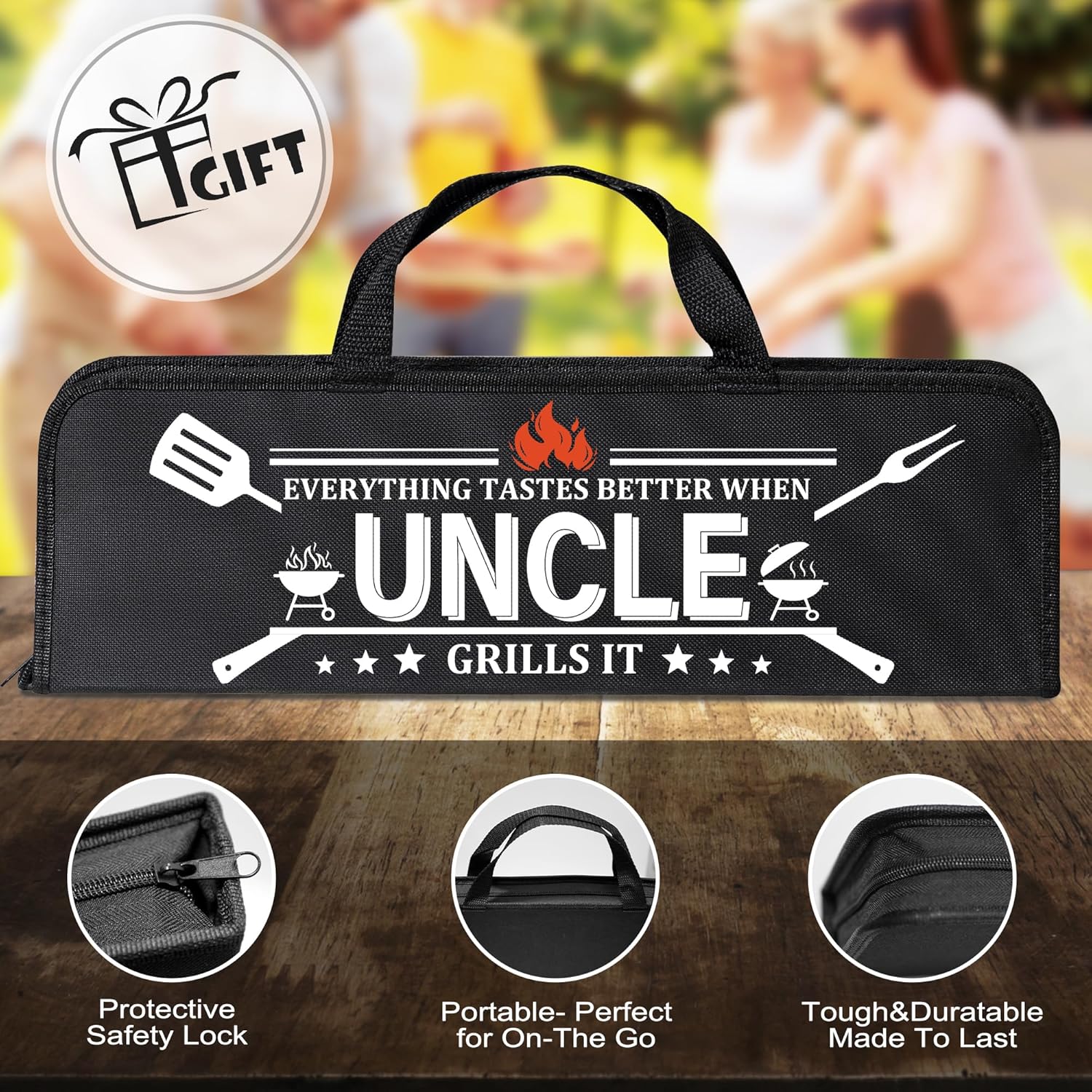 Uncle Gifts from Nephew, Gifts for Uncle Christmas, Grilling Accessories, Heavy Duty Stainless Steel Grill Set BBQ Grill Tools for Outdoor Grill with Aluminum Case, Camping Grill Utensils Set