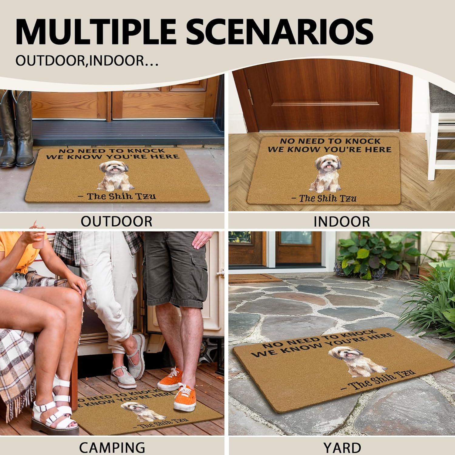 Funny Shih Tzu Coir Door Mats Outdoor, Shih Tzu Gifts for Women Front Door Mat Outside Entrance, Golden Doodle Dog Doormat Outdoor Indoor Entrance for Home Entryway Decor, 17x30in