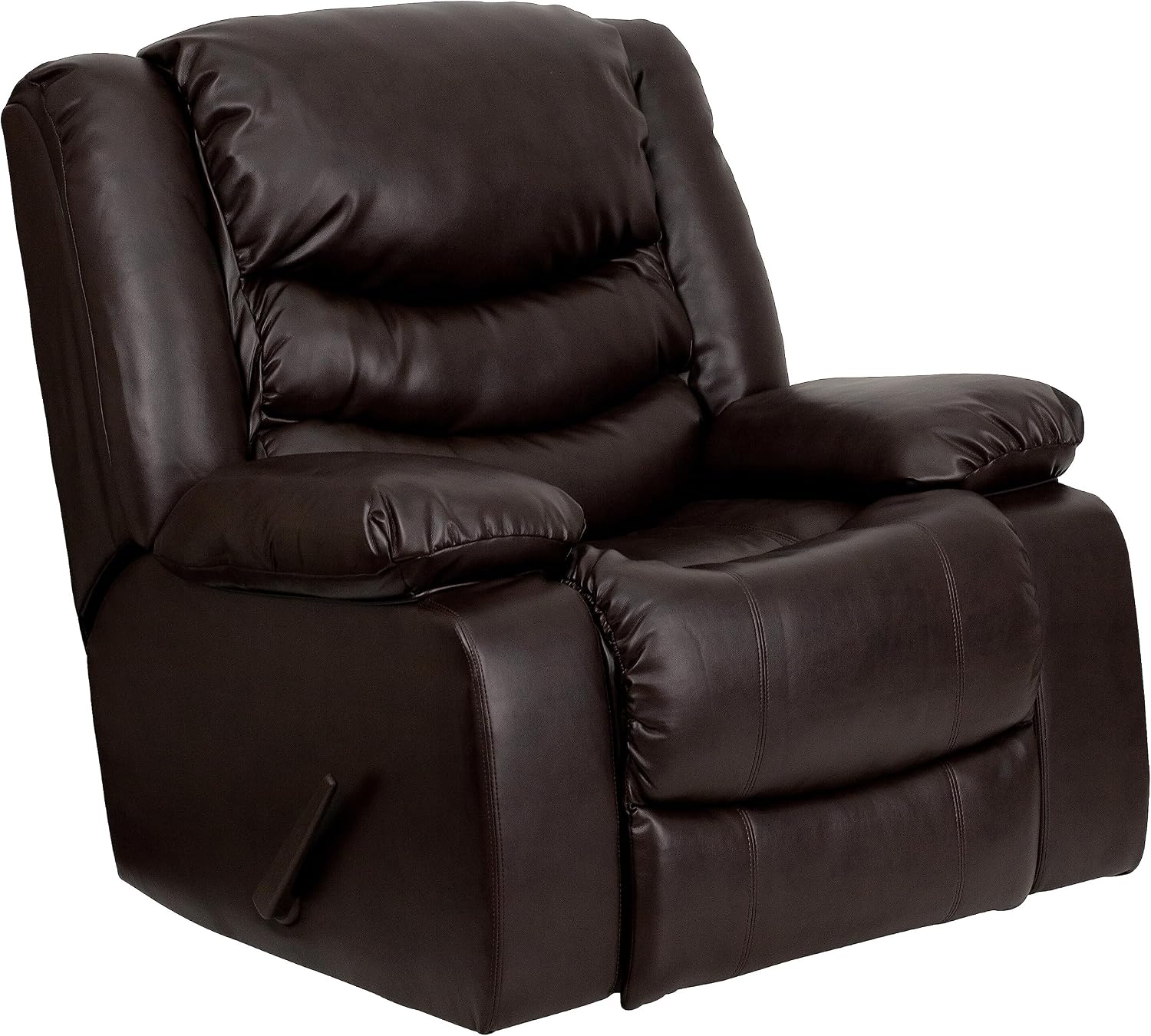 Flash Furniture Plush Brown LeatherSoft Lever Rocker Recliner with Padded Arms
