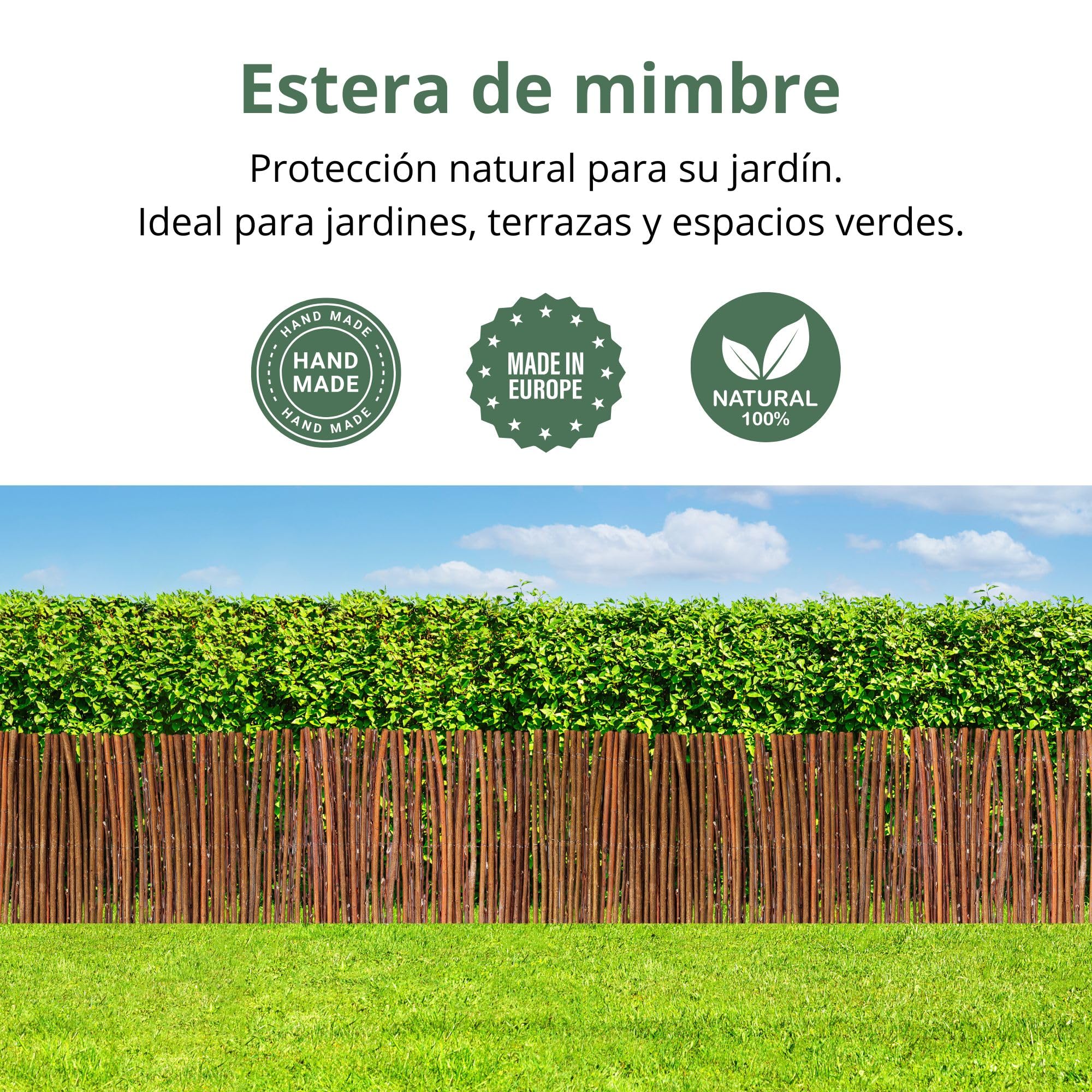 Creative Home Estera de Mimbre 90 x 500 cm | Valla para Jardín y Terraza | Privacidad Natural para Balcón | Pantalla de Ocultación Resistente contra Sol y Viento | Cercado Separador Espacio Decorativo
