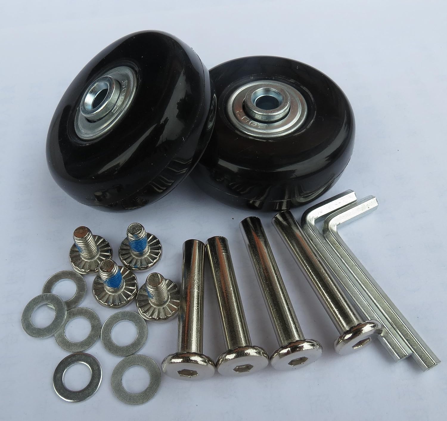 Eric_Leon 2 Set of Luggage Suitcase Replacement Wheels with ABEC 608zz Bearings, Packaged with our own designed bag Logo
