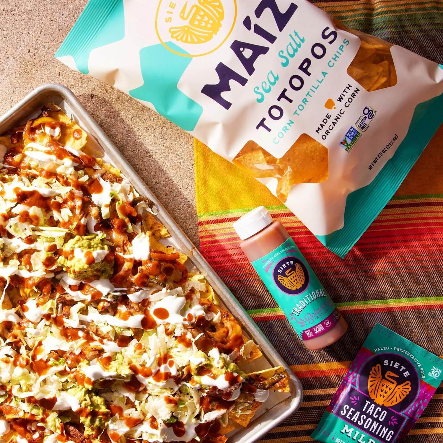 Siete Maiz Corn Tortilla Chips | Sea Salt | Gluten Free Chip | Vegan Snacks | Non GMO & Organic Corn Chip | Made with Avocado Oil | Preservative Free | 7.5 Oz. Bag (Pack of 6)