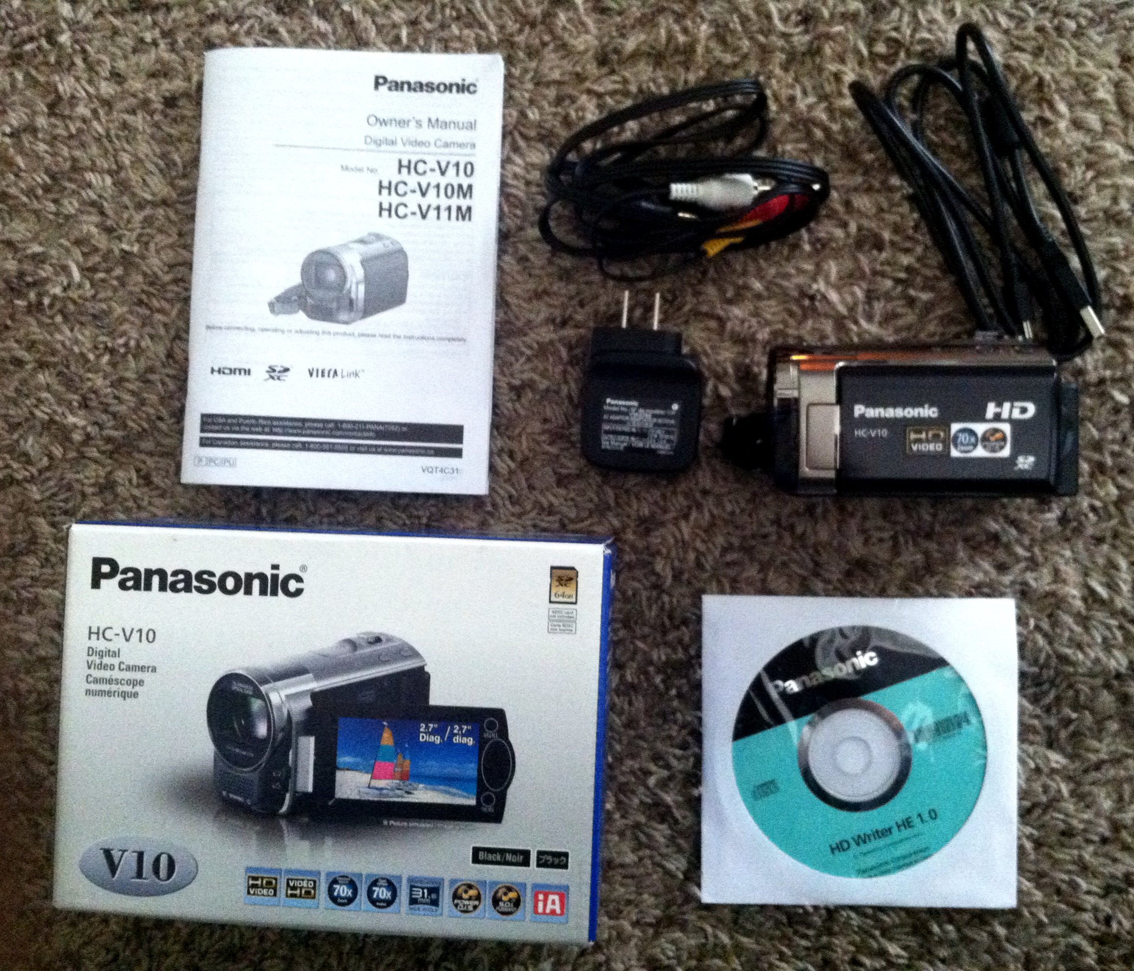 Panasonic Câmera de vídeo SD HC-V10K HD 70x zoom óptico (preto