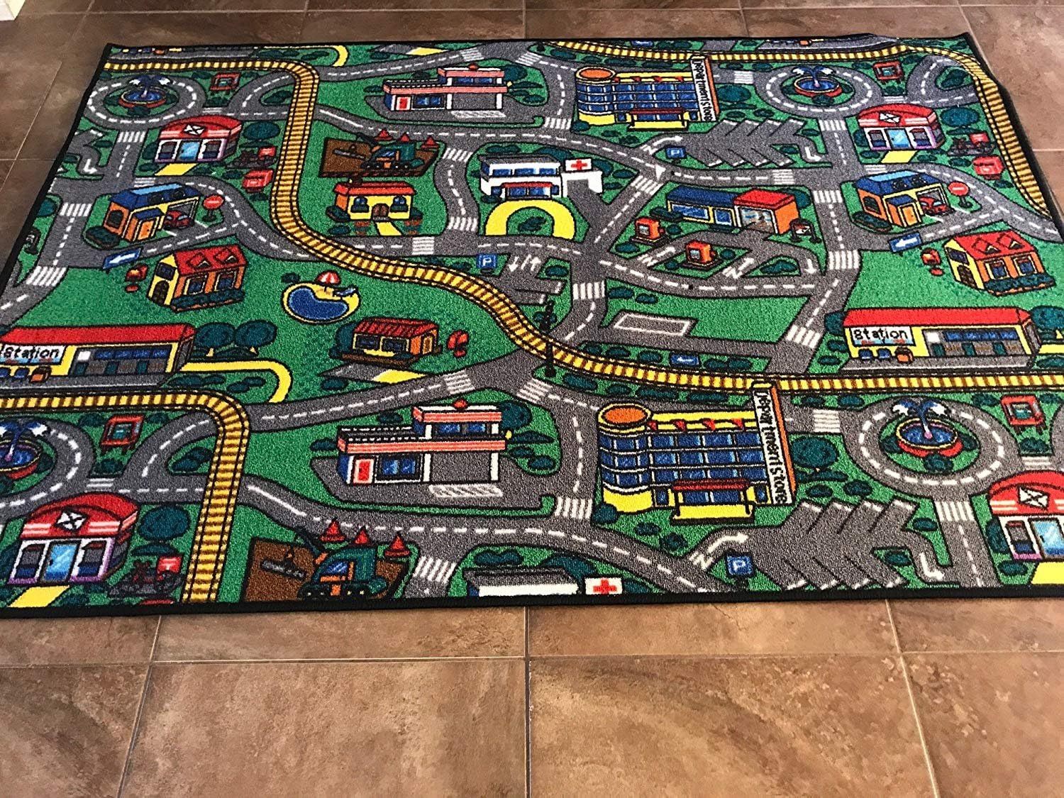 Play Time Kids Area Rug World Continent Map Reversible Learning Carpet Game Room Design 7 (2 Feet 7 Inch X 4 Feet 11 Inch)