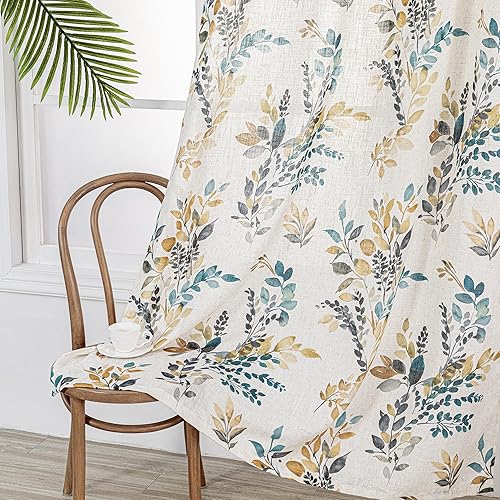 MYSKY HOME Cortinas florales de 84 pulgadas de largo