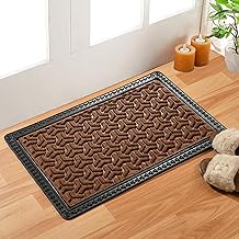 Premium Waterproof Rectangular Doormat for Home Entrance, All-Season, Heavy-Duty, Natural Rubber, Fade-Resistant & Easy to Clean (60X40 cm Brown)
