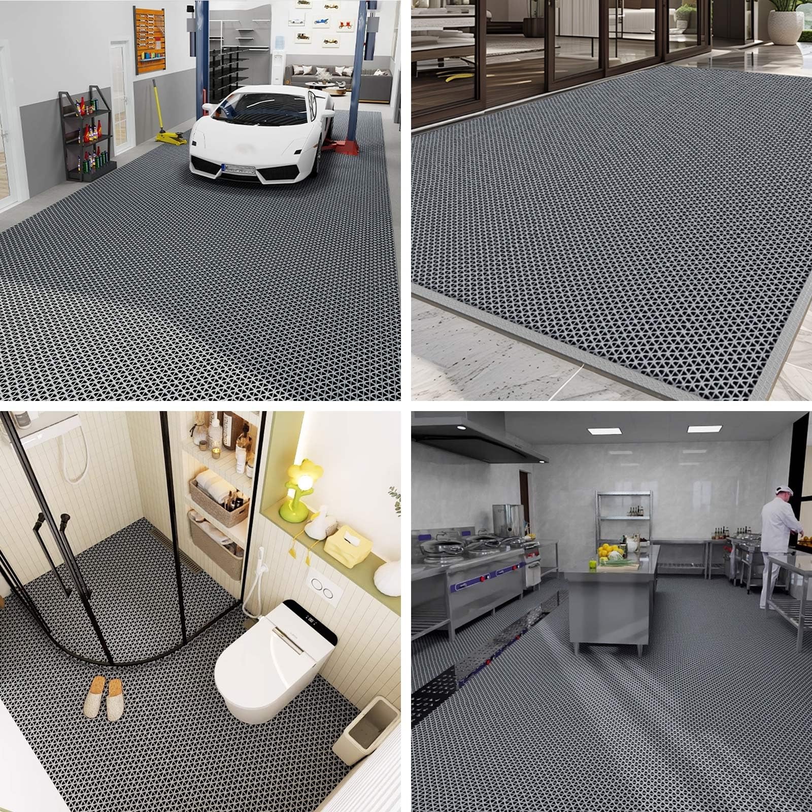 Tappetino antiscivolo in PVC per drenaggio, commerciale, per interni ed esterni, per aree umide, ideale per piscine, bagni, cucine, ristoranti, stile rotolo