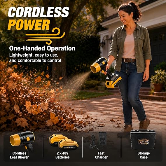 Cordless Leaf Blower, Handheld Leaf Blower, Lightweight Blower, 800,000 RPM