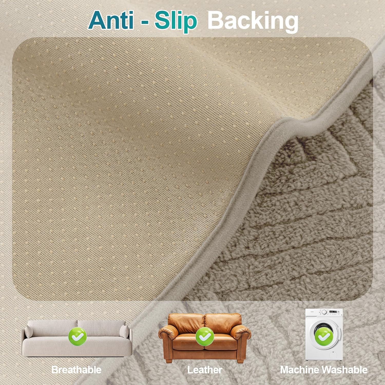 Turquoize Waterproof Couch Cover for Dogs Fuzzy Pet Couch Covers for Sofa Thick Dog Bed Cover Non-Slip Sofa Covers for 3 Cushion Couch Protector Slipcover Pet Friendly (Khaki, 36" x 84")