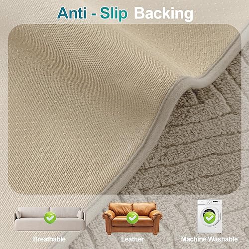 Miniatura 5 de Turquoize Juego de 2 fundas antideslizantes para reposabrazos de sofá mullidas, lavables, gruesas, suaves, fundas protectoras para brazos de silla