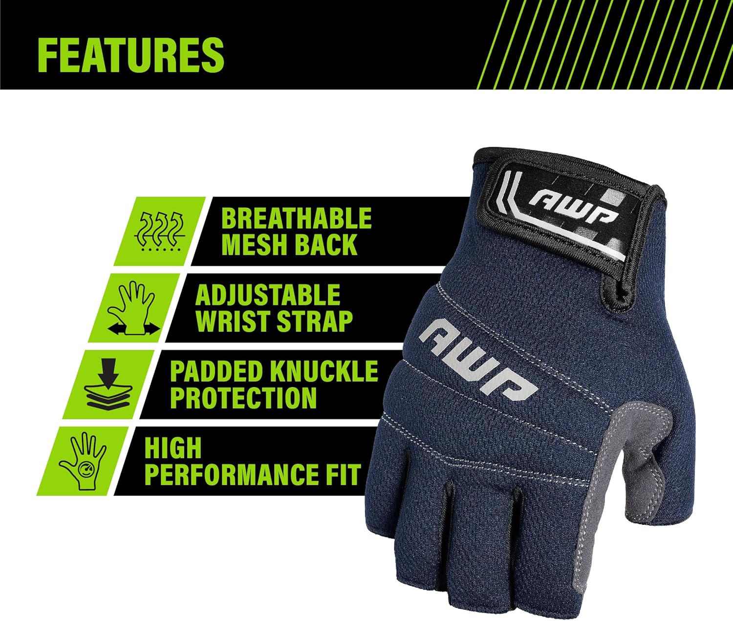AWP Professional Fingerless Work Gloves