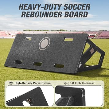 Large Soccer Rebounder Board, 3 Adjustable Angles Soccer Kick Back Trainer Board with 2 Sandbags, Portable Soccer Wall Rebounder for Control, Passing and Shooting Practice (40'' x 16'')
