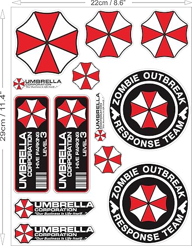 Miniatura 3 de Juego de 13 calcomanías Umbrella Corporation Calcomanias Raccoon City Car Window Truck Bumper Bike
