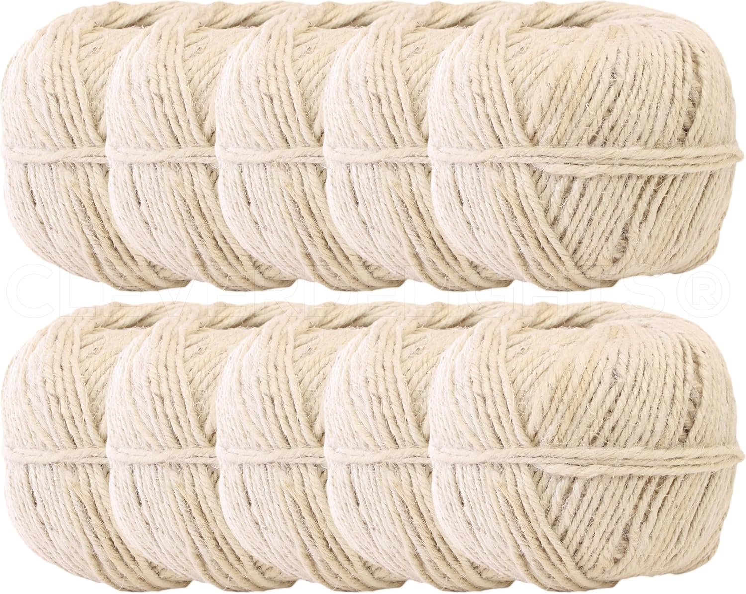 CleverDelights Red Jute Twine - 1000 Yards - 2mm Diameter - Jute String Rope - 10Pk x 100 Yard Twine Balls